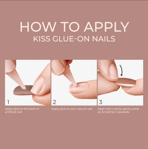 Bare But Better By Kiss Glue On Nails In Mocha•30 Nails•Up To 14 Days Of Wear! - Picture 8 of 8